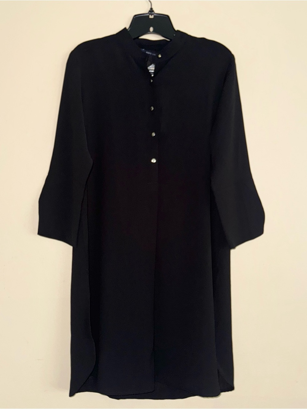 Monte Carlo Black Button Down Tunic Style Dress Size L NWT!